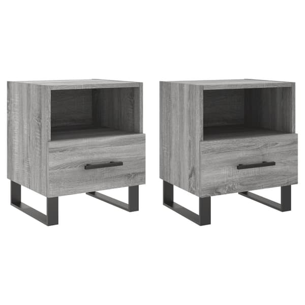 sengeborde 2 stk. 40x35x47,5 cm konstrueret træ grå sonoma-eg