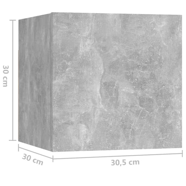 sengeskab 30,5x30x30 cm konstrueret træ betongrå