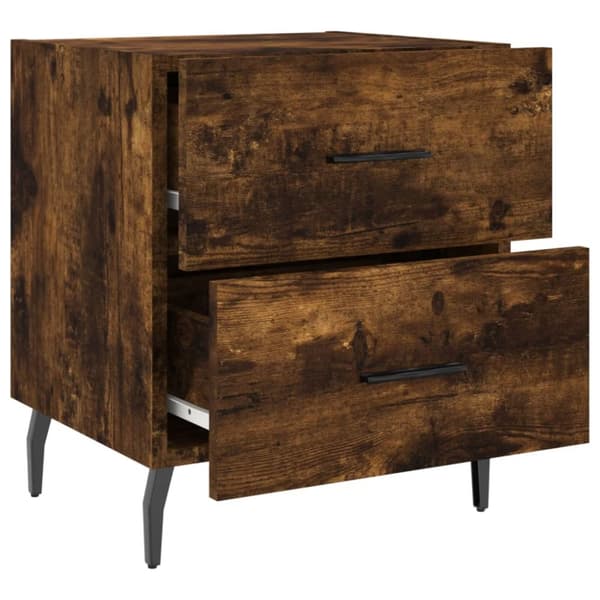 sengeborde 2 stk. 40x35x47,5 cm konstrueret træ røget egetræ