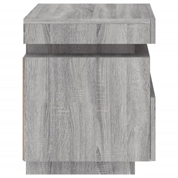 sengeborde 2 stk. med LED-lys 40x39x48,5 cm grå sonoma-eg