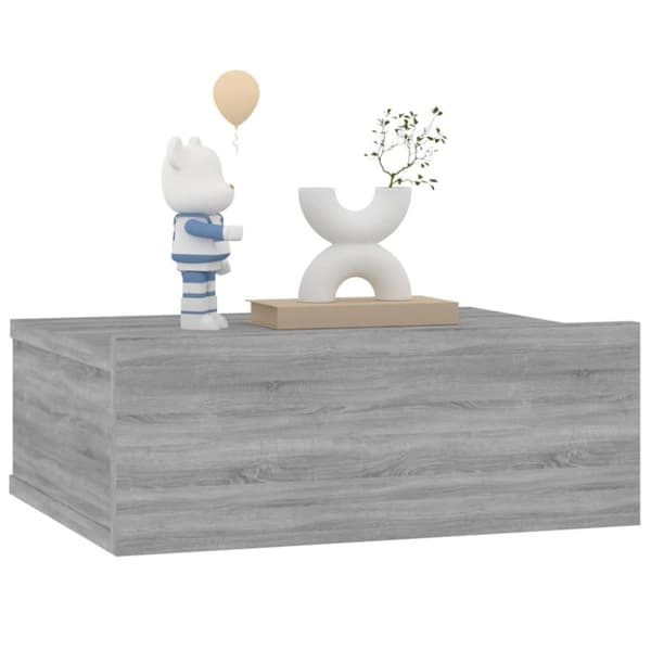 Kelluvat yöpöydät 2 kpl harmaa Sonoma 40x30x15 cm tekninen puu