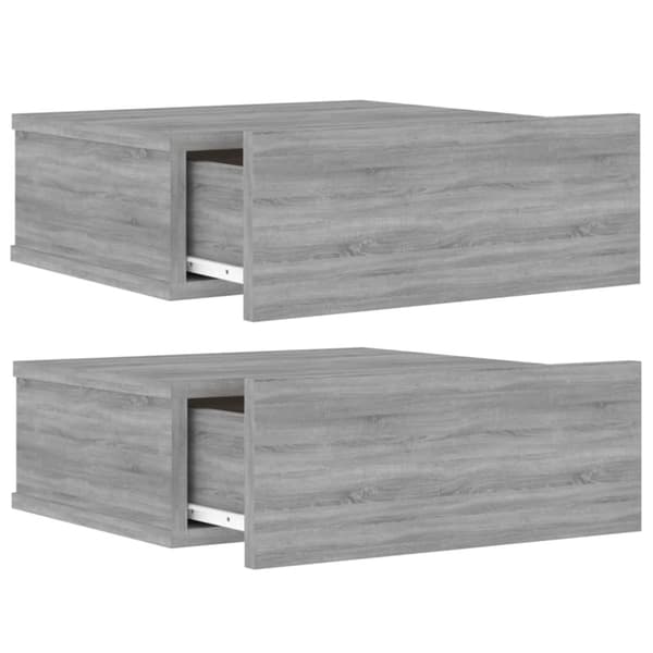 Kelluvat yöpöydät 2 kpl harmaa Sonoma 40x30x15 cm tekninen puu