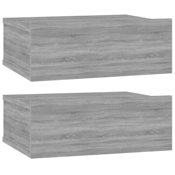 Kelluvat yöpöydät 2 kpl harmaa Sonoma 40x30x15 cm tekninen puu