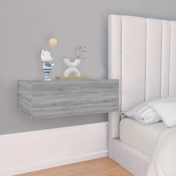 Kelluvat yöpöydät 2 kpl harmaa Sonoma 40x30x15 cm tekninen puu