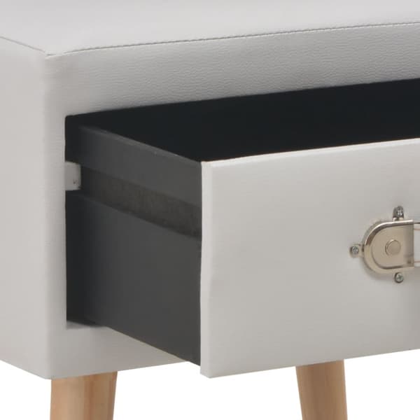 sengebord 40 x 35 x 40 cm kunstlæder hvid