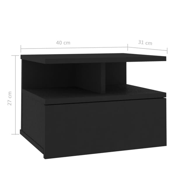 svævende natborde 2 stk. 40 x 31 x 27 cm konstrueret træ sort