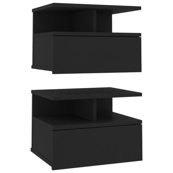 svævende natborde 2 stk. 40 x 31 x 27 cm konstrueret træ sort