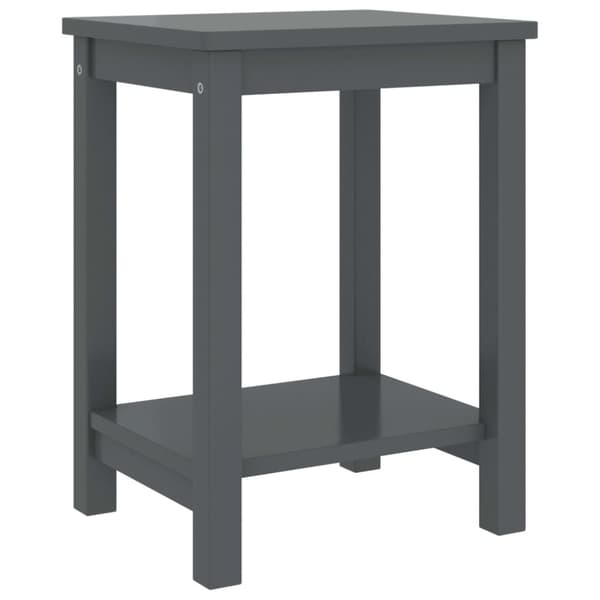 sengebord 35x30x47 cm massivt fyrretræ mørkegrå