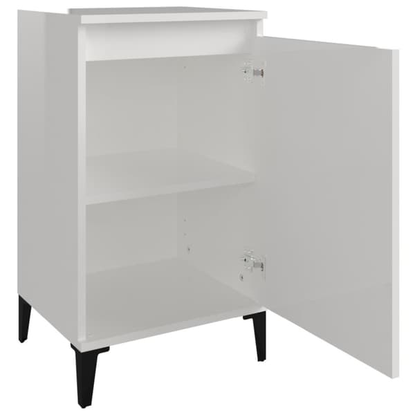 Sängbord vit högglans 40x35x70 cm konstruerat trä