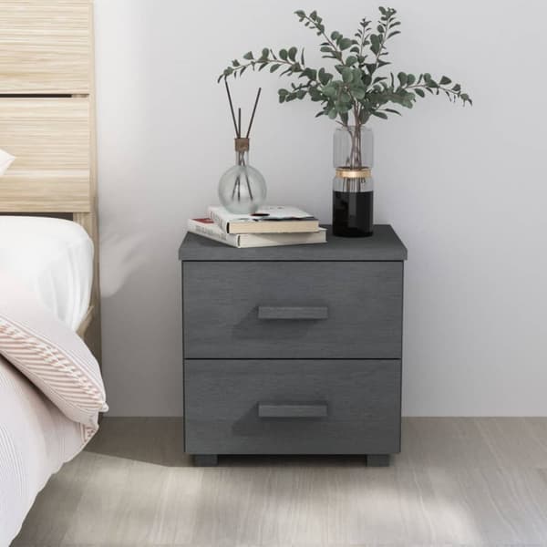 sengeskab HAMAR 40x35x44,5 cm massivt fyrretræ mørkegrå