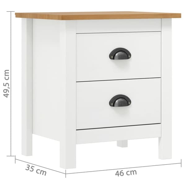 sengebord Hill 2 stk. 46x35x49,5 cm massivt fyrretræ hvid