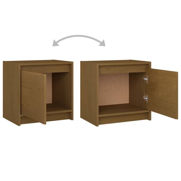 Sängbord 2 st honungsbrun 40x30,5x40 cm massiv furu