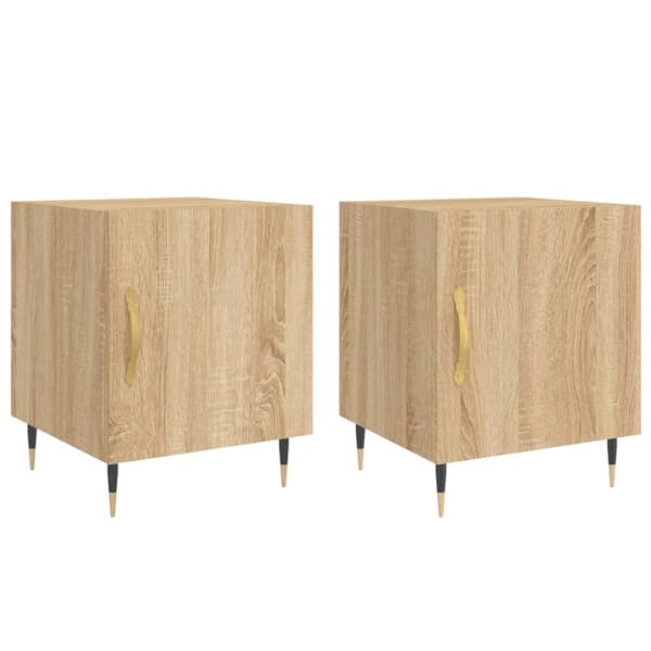 sengeborde 2 stk. 40x40x50 cm konstrueret træ sonoma-eg