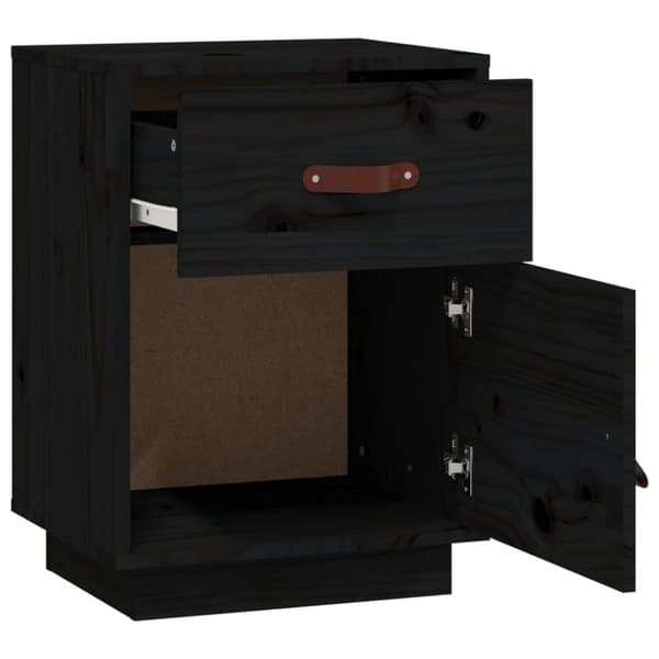 Sängbord 2 st svart 40x34x55 cm massiv furu