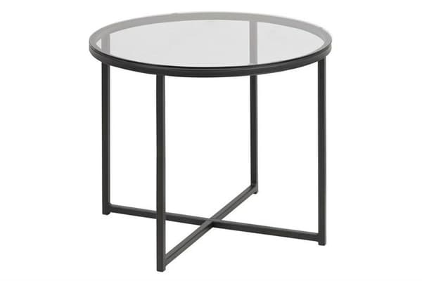 Rundt krydsbord, glas/sort