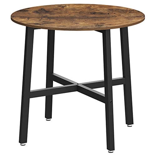 Spisebord rundt køkkenbord til stue kontor 80 x 75 cm (diameter x højde) industriel stil rustik brun og sort KDT080B01