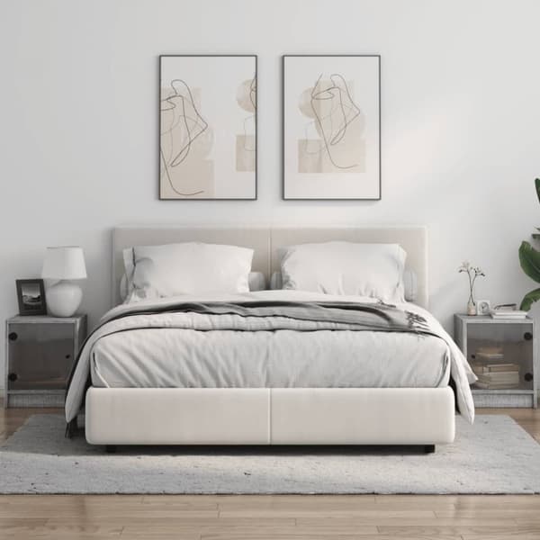 sengeborde med glaslåger 2 stk. 35x37x42 cm grå sonoma-eg