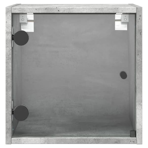 Sängskåp med glasdörrar 2 st betonggrå 35x37x35 cm