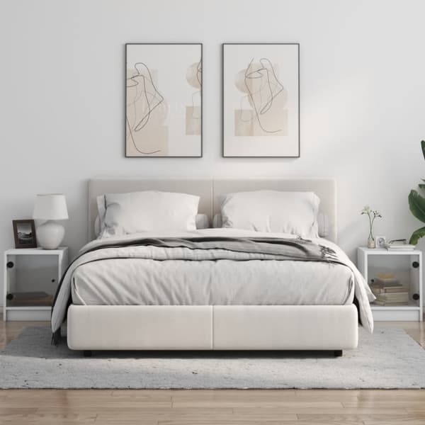 sengeborde 2 stk. med glaslåger 35x37x42 cm hvid