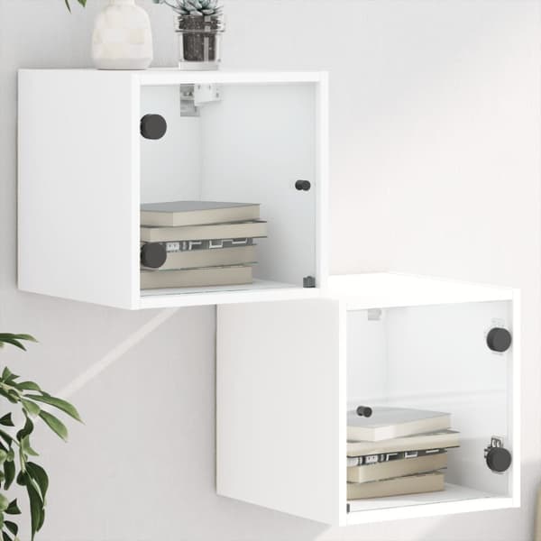 sengeborde 2 stk. med glaslåger 35x37x35 cm hvid