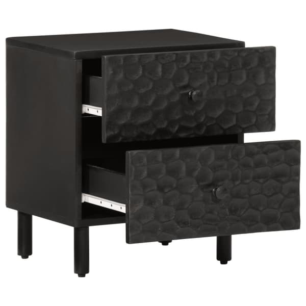 sengeborde 2 stk. 40x33x46 cm massivt mangotræ sort