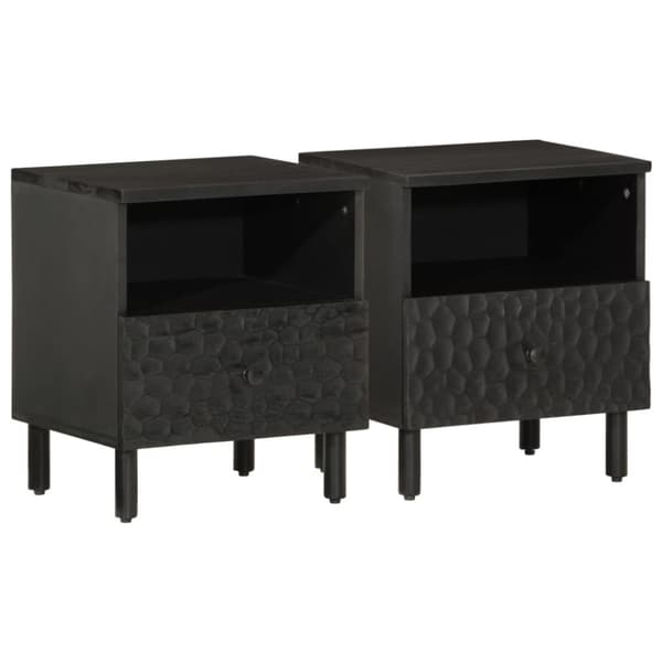 sengeborde 2 stk. 40x33x46 cm massivt mangotræ sort