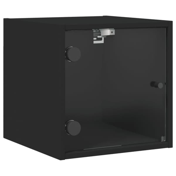 sengebord med glaslåger 35x37x35 cm sort