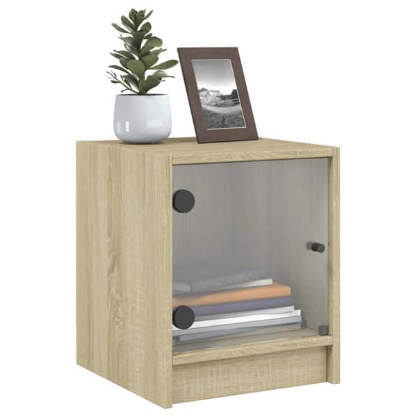 sengeborde med glaslåger 2 stk. 35x37x42 cm grå sonoma-eg