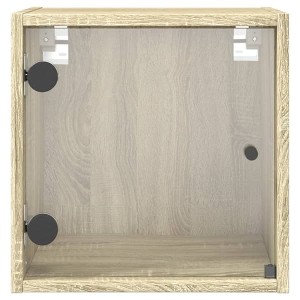 sengebord med glaslåger 35x37x35 cm grå sonoma-eg
