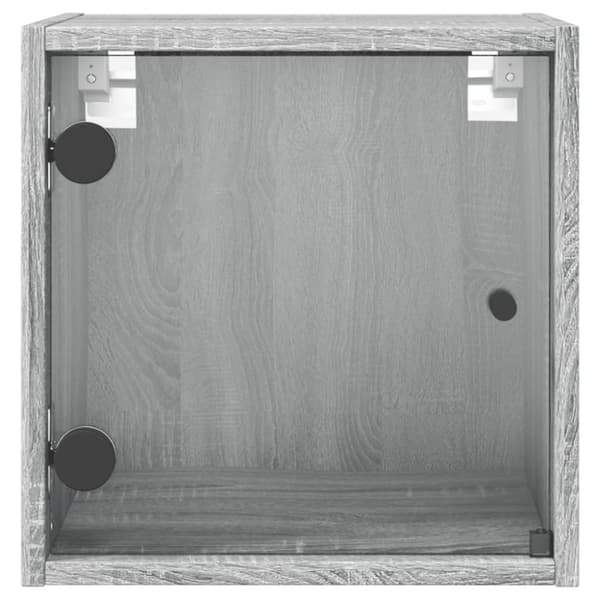 sengebord med glaslåger 35x37x35 cm grå sonoma-eg