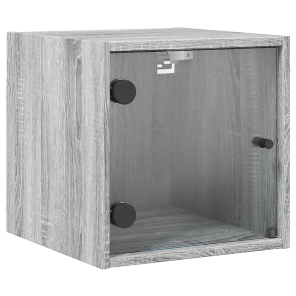 sengebord med glaslåger 35x37x35 cm grå sonoma-eg