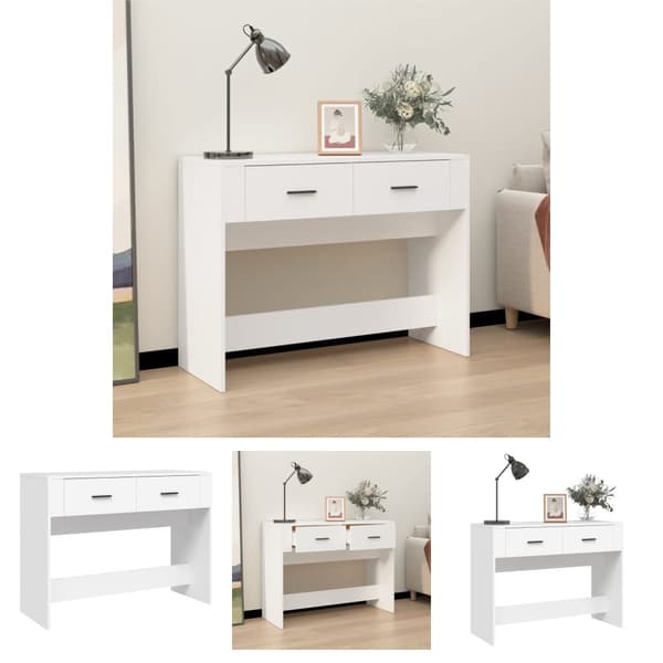 The Living Store konsolbord 100x39x75 cm konstrueret træ hvid -  Borde