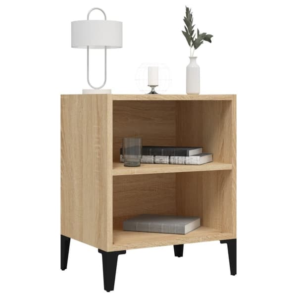 sengebord med metalben 40x30x50 cm sonoma-eg