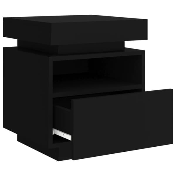 sengebord med LED-lys 40x39x48,5 cm sort