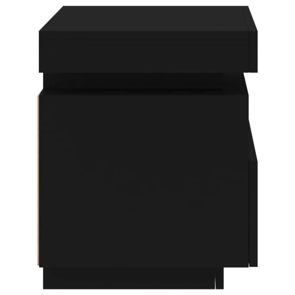 sengebord med LED-lys 40x39x48,5 cm sort