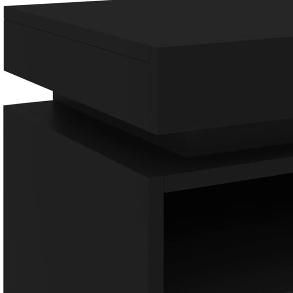 sengebord med LED-lys 40x39x48,5 cm sort