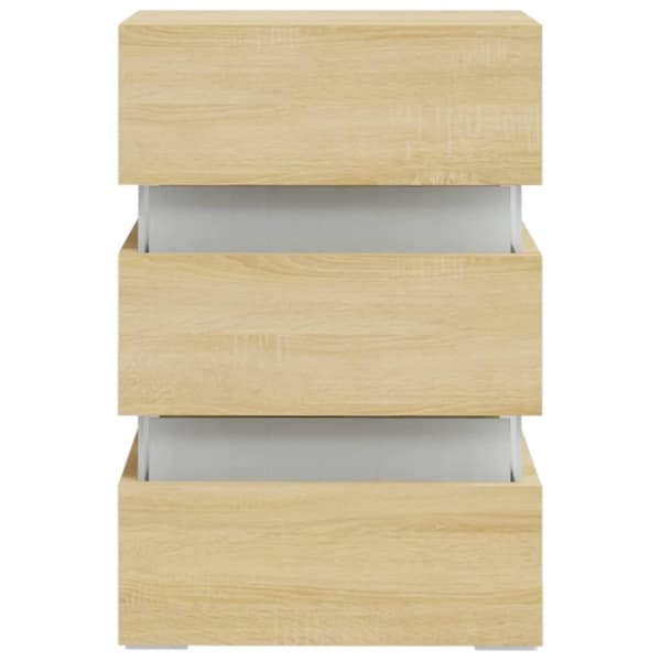 sengebord med LED 45x35x67 cm konstrueret træ sonoma-eg