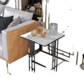 Miniatyrbild 1 av 2: Soffbord, 2-nivådesign, marmorskiva, svart metallram, Svart och Vit