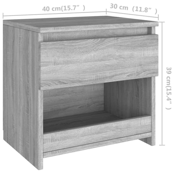 sengeborde 2 stk. 40x30x39 cm konstrueret træ grå sonoma-eg
