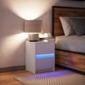 Miniatyrbild 5 av 10: Sängbord med LED-lampor vit konstruerat trä