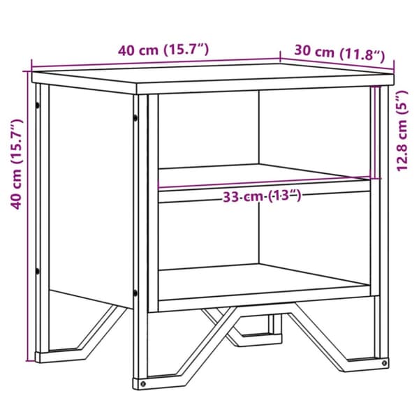 sengeborde 2 stk. 40x30x40 cm konstrueret træ sort