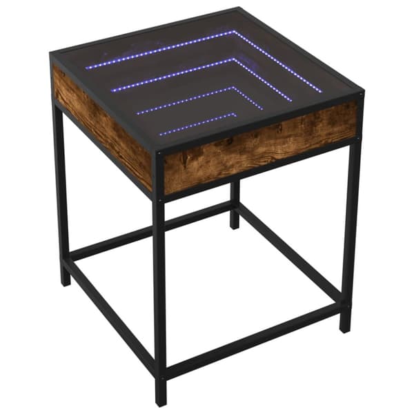 sengebord med Infinity LED-lys 40x40x51 cm røget egetræsfarve