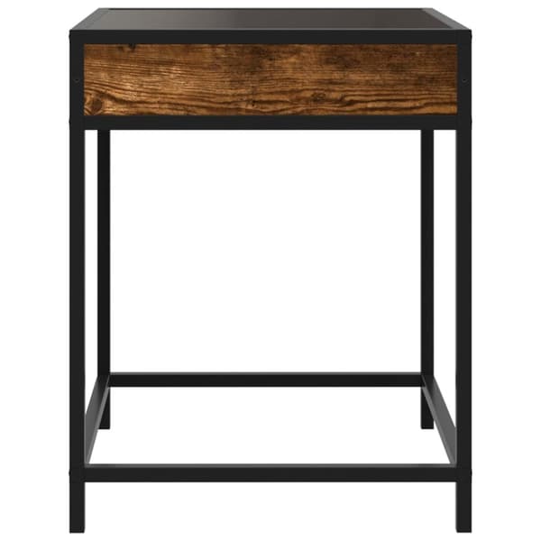 sengebord med Infinity LED-lys 40x40x51 cm røget egetræsfarve