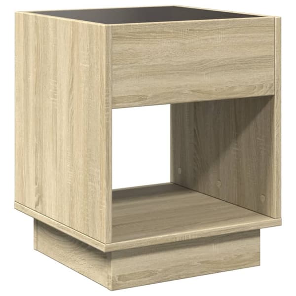 sengebord med Infinity LED-lys 40x40x50 cm sonoma-eg