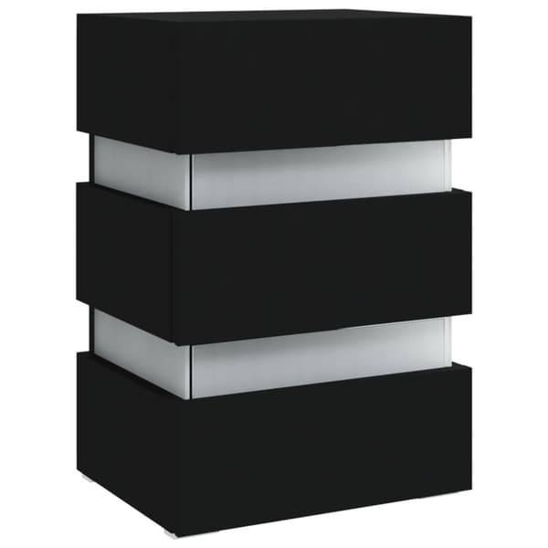 sengebord med LED 45x35x67 cm konstrueret træ sort