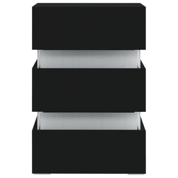 sengebord med LED 45x35x67 cm konstrueret træ sort