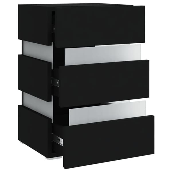 sengebord med LED 45x35x67 cm konstrueret træ sort