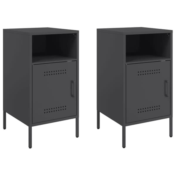 sengeborde 2 stk. 36x39x68 cm koldvalset stål sort