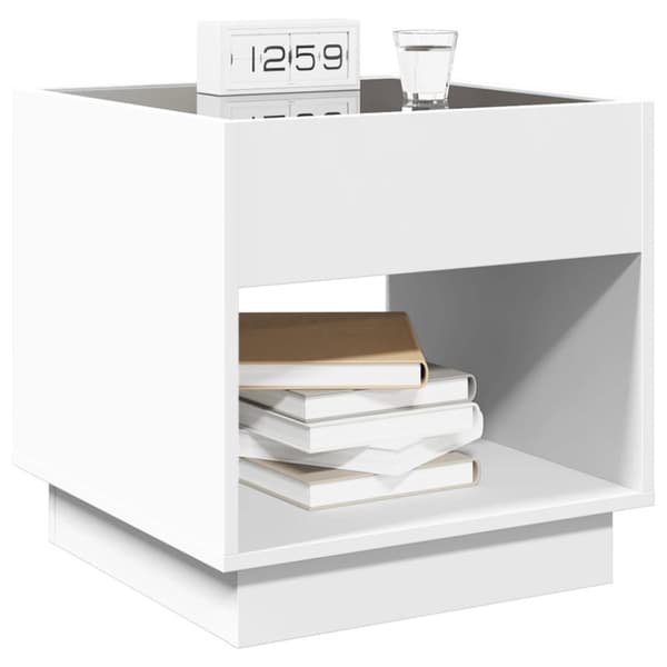 sengebord med Infinity LED-lys 50x50x50 cm hvid
