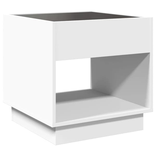 sengebord med Infinity LED-lys 50x50x50 cm hvid